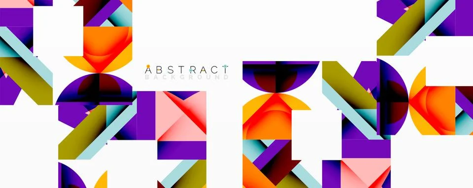 Abstract geometric composition with interlocking circular and angular shapes, Stockillustratie
