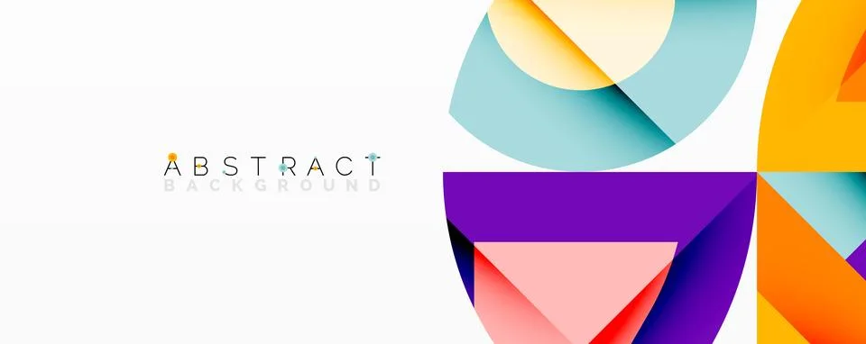 Abstract geometric composition with interlocking circular and angular shapes, Illustrazione stock