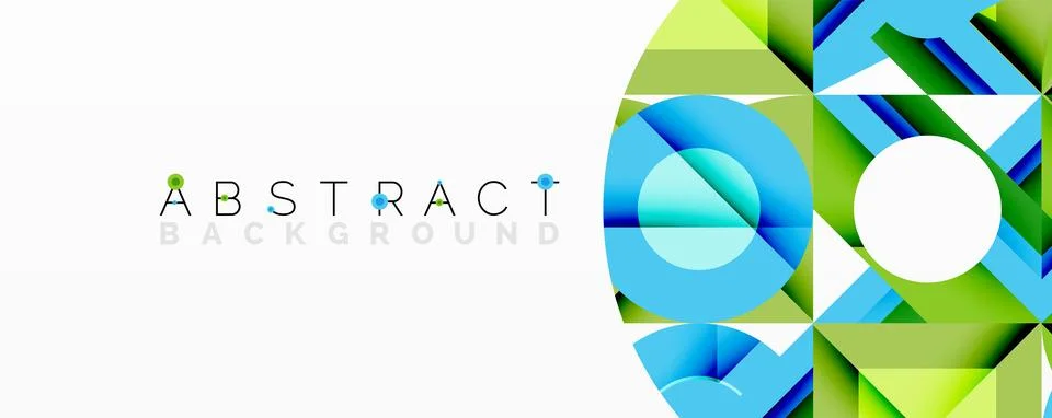 Abstract geometric composition with interlocking circular and angular shapes, Stock Illustration