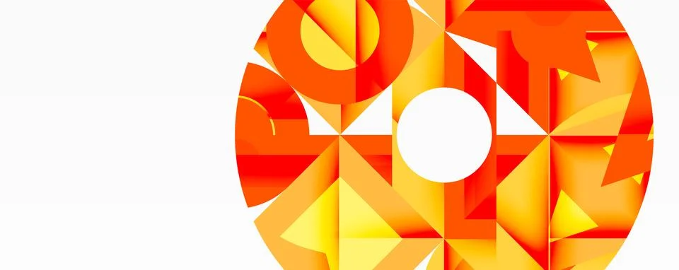 Abstract geometric composition with interlocking circular and angular shapes, Stock Illustration