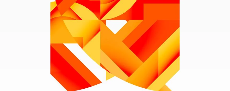 Abstract geometric composition with interlocking circular and angular shapes, Stockillustratie