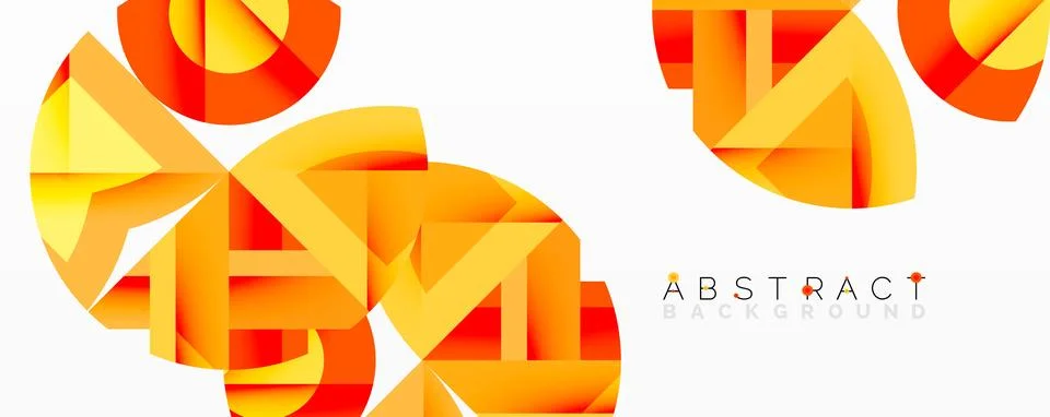 Abstract geometric composition with interlocking circular and angular shapes, Stock Illustration