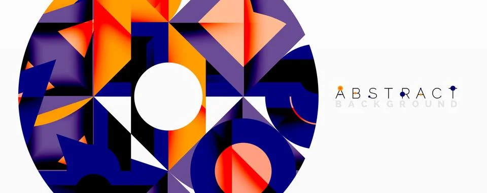 Abstract geometric composition with interlocking circular and angular shapes, Stockillustratie