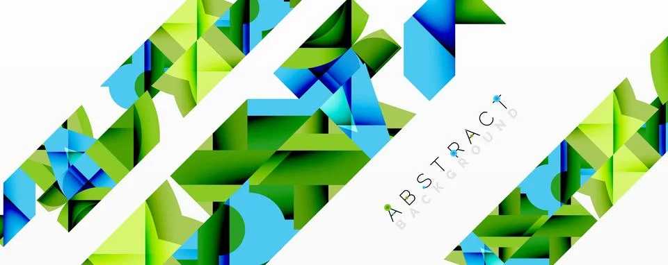 Abstract geometric composition with interlocking circular and angular shapes, Stock Illustration