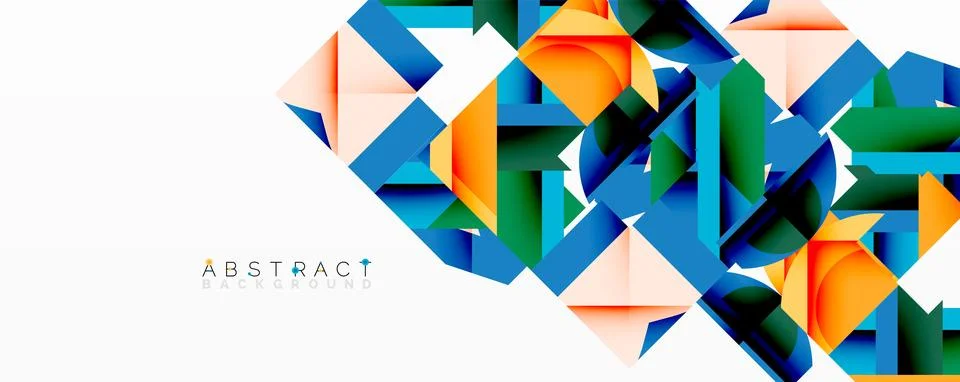 Abstract geometric composition with interlocking circular and angular shapes, Stock Illustration