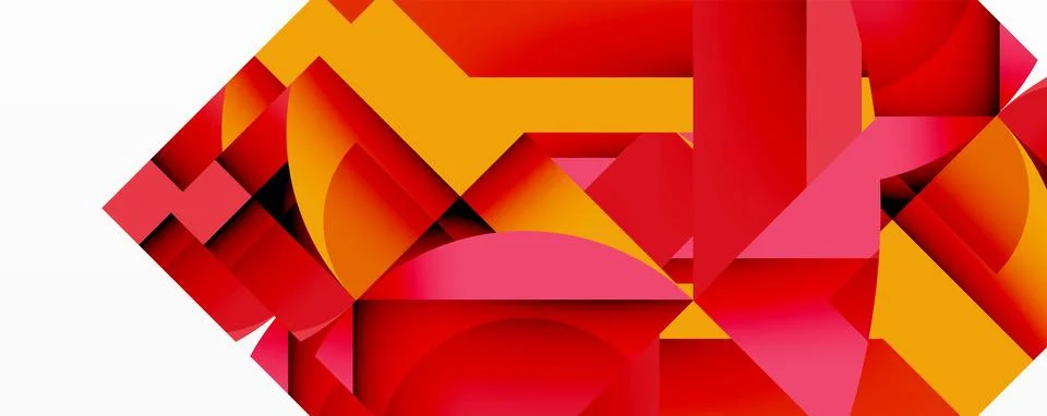 Abstract geometric composition with interlocking circular and angular shapes, Illustrazione stock