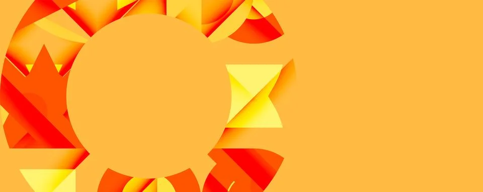 Abstract geometric composition with interlocking circular and angular shapes, Stock Illustration