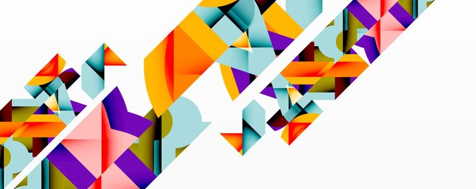 Abstract geometric composition with interlocking circular and angular shapes, Stockillustratie