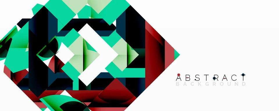 Abstract geometric composition with interlocking circular and angular shapes, Stock Illustration