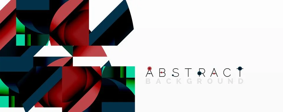 Abstract geometric composition with interlocking circular and angular shapes, Stock Illustration