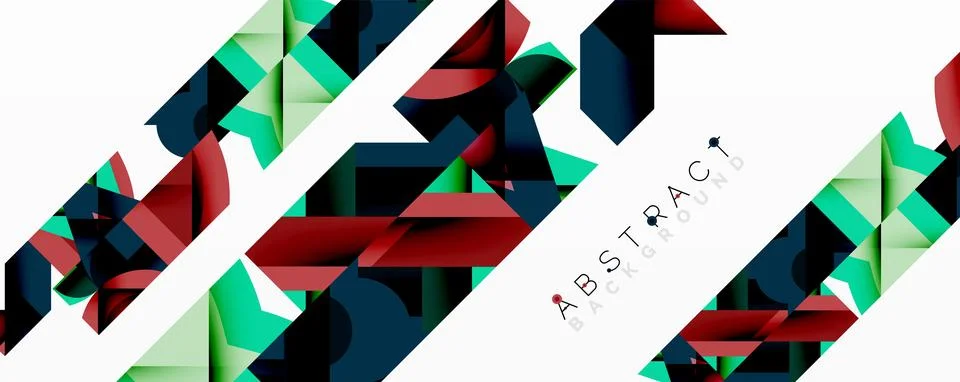 Abstract geometric composition with interlocking circular and angular shapes, Stock Illustration