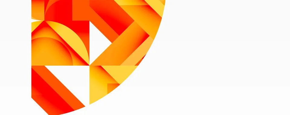 Abstract geometric composition with interlocking circular and angular shapes, Stock Illustration