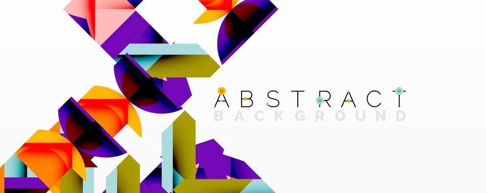 Abstract geometric composition with interlocking circular and angular shapes, Stock Illustration