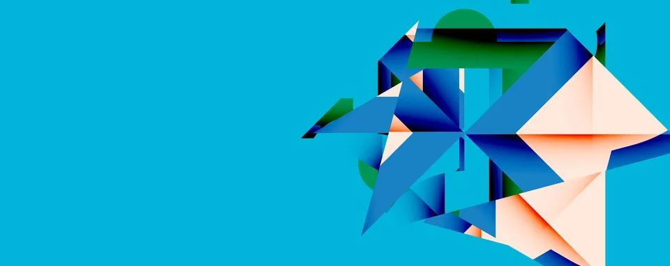 Abstract geometric composition with interlocking circular and angular shapes, Stock Illustration