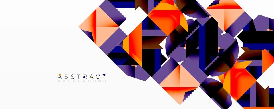 Abstract geometric composition with interlocking circular and angular shapes, Stockillustratie