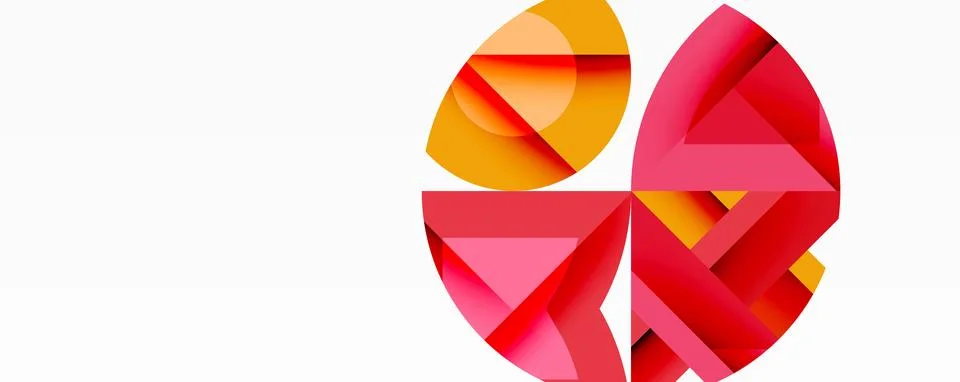 Abstract geometric composition with interlocking circular and angular shapes, Stock Illustration