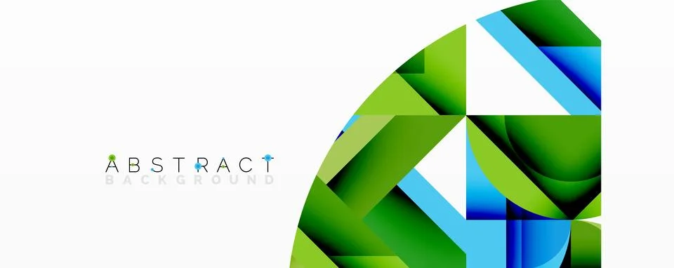 Abstract geometric composition with interlocking circular and angular shapes, Stock Illustration