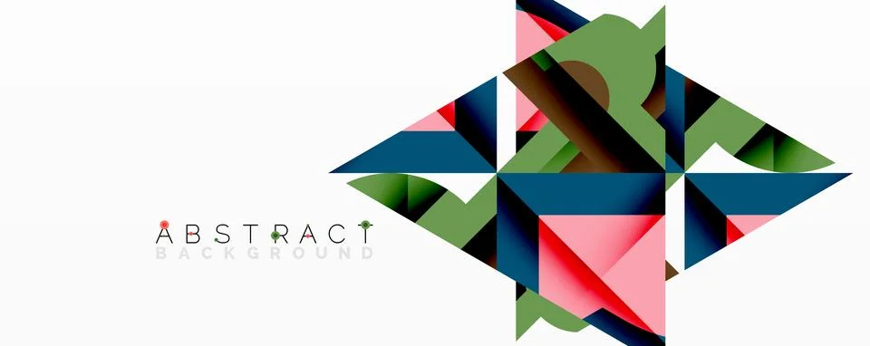 Abstract geometric composition with interlocking circular and angular shapes, Stock Illustration