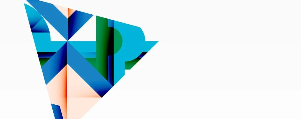 Abstract geometric composition with interlocking circular and angular shapes, Stock Illustration