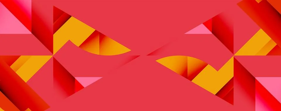 Abstract geometric composition with interlocking circular and angular shapes, Stock Illustration