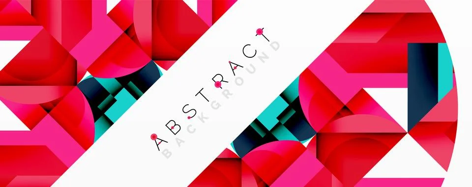 Abstract geometric composition with interlocking circular and angular shapes, Stock Illustration