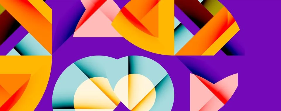 Abstract geometric composition with interlocking circular and angular shapes, Illustrazione stock