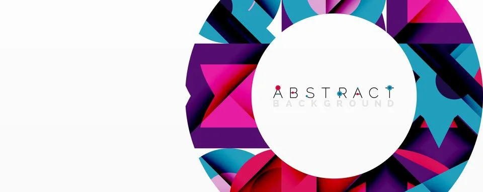 Abstract geometric composition with interlocking circular and angular shapes, イラスト素材