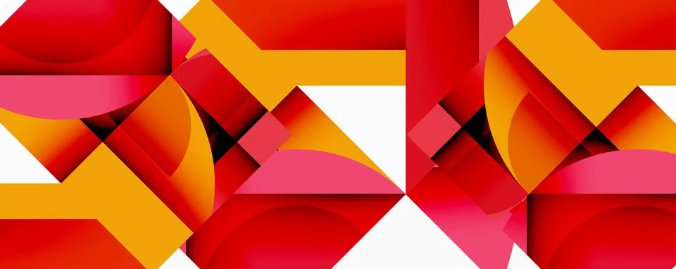 Abstract geometric composition with interlocking circular and angular shapes, Stock Illustration