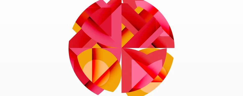 Abstract geometric composition with interlocking circular and angular shapes, Stock Illustration