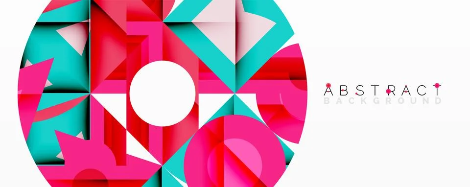 Abstract geometric composition with interlocking circular and angular shapes, Stock Illustration