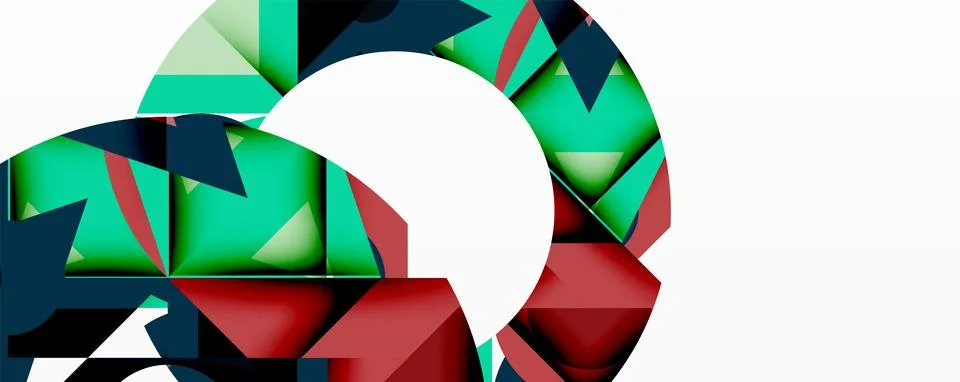 Abstract geometric composition. Interlocking shapes create circular form, Stock Illustration