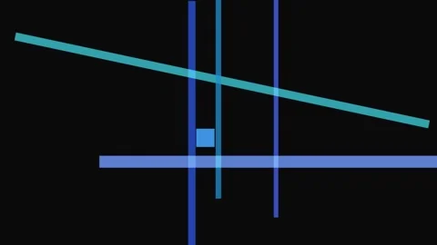 Abstract geometric composition with intersecting blue and cyan lines on a b.. Stock Footage 335431117