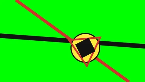 Abstract geometric composition with intersecting lines and shapes on green Stock Footage 340264908