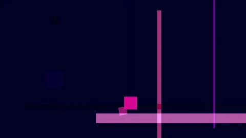 Abstract geometric composition with intersecting pink lines and squares on .. Stock Footage 335430871