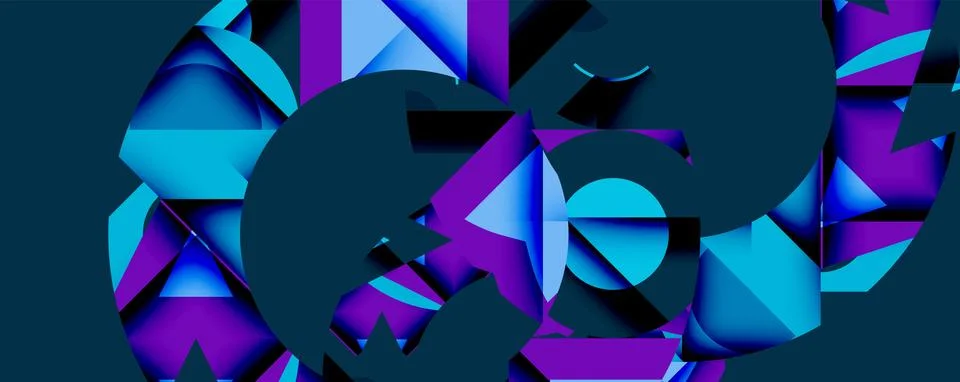 Abstract geometric composition. Intersecting shapes create dynamic visual effect Stock Illustration