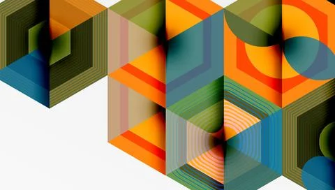 Abstract geometric composition. Intersecting shapes create illusion depth. Stock Illustration