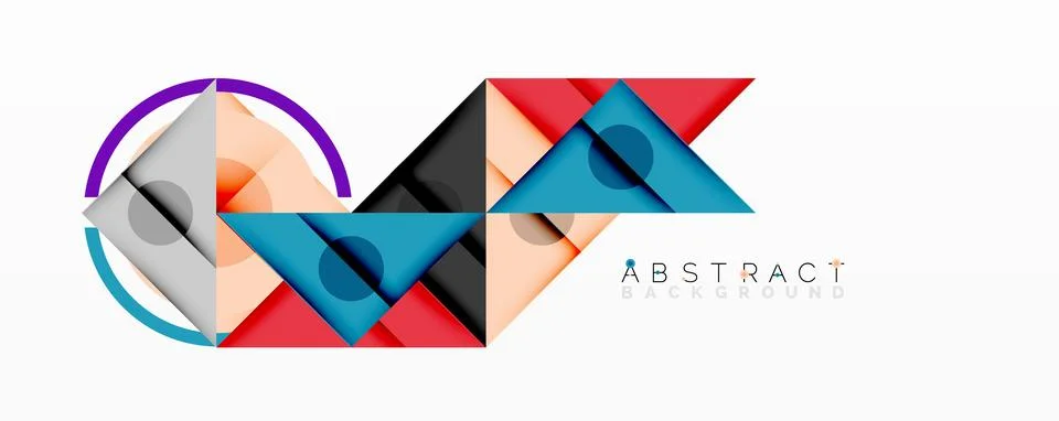 Abstract geometric composition with intersecting triangles, circles, and Stock Illustration