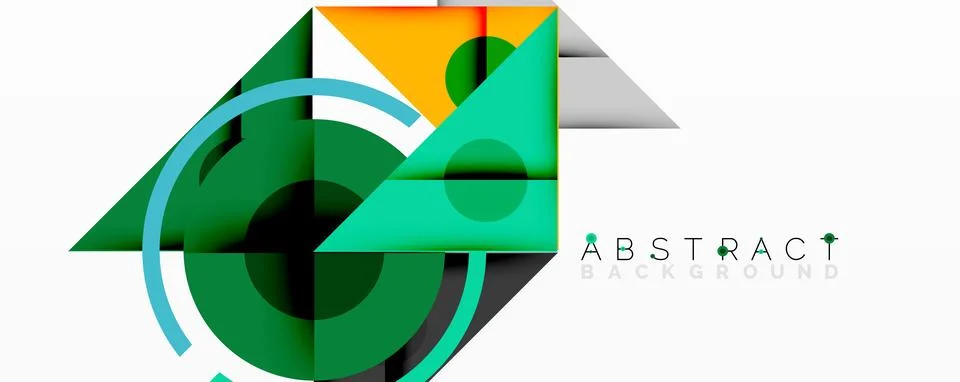 Abstract geometric composition with intersecting triangles, circles, and Stock Illustration