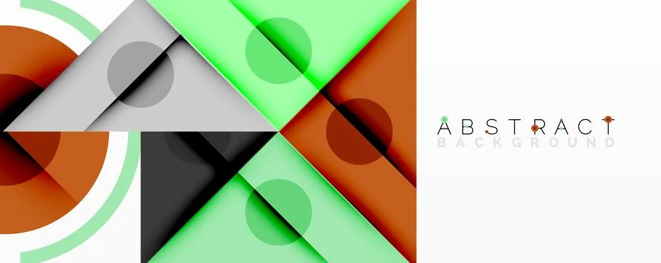 Abstract geometric composition with intersecting triangles, circles, and Stock Illustration