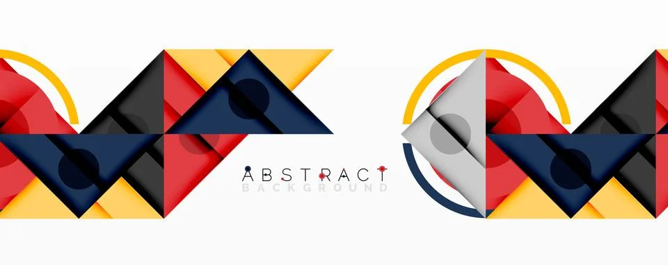 Abstract geometric composition with intersecting triangles, circles, and Stock Illustration