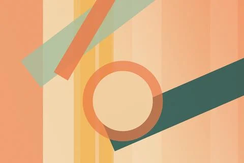 Abstract geometric composition with a large circular 6 motif, striped bands.. Stock Illustration