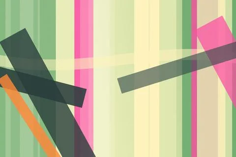 Abstract geometric composition with layered bars and blocks in mint, pink, .. Stock Illustration