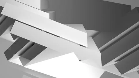 Abstract geometric composition of layered shapes and paper-like folds 3d Stock Illustration