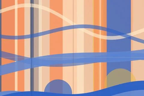 Abstract geometric composition with layered stripes and block shapes in ora.. Stock Illustration