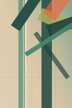 Abstract geometric composition with layered teal and beige rectangles, givi.. Illustrazione stock