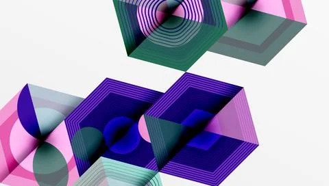 Abstract geometric composition. Layers intersect, creating optical illusion. 스톡 일러스트