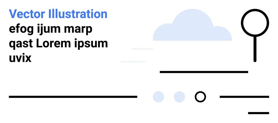 Abstract Geometric Composition with Lines, Circles, and Cloud Shapes on White Stock Illustration