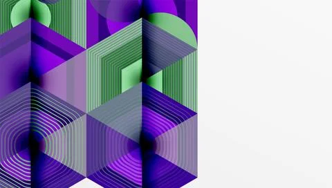 Abstract geometric composition. Lines create illusion depth, using shades purple 스톡 일러스트