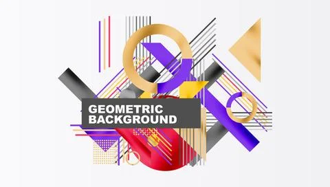 Abstract geometric composition. Lines, rectangles, triangles create dynamic 库存插图