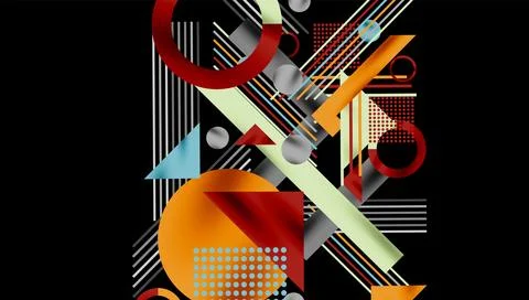 Abstract geometric composition. Lines, shapes intersect creating dynamic visual 스톡 일러스트